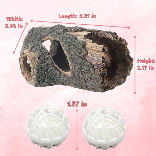 1pcs Axolotl Hides for Aquarium with 2pcs Nitrifying Ball Set, Driftwood Axolotl Cave Hideout and Aquarium Filter Balls, Fish Tank Decor, Shelter for Small Pet Frog Fish Betta (Resin Driftwood, M) - color: Resin Driftwood, size: M
