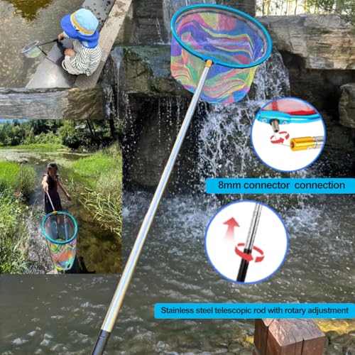Fishing Net 2 Pack Retractable Lightweight Landing Net with Aluminum Rod Handle Fishing Nets for Youth Catch and Release Butterfly Nets - style: Black+red