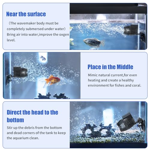 AQUANEAT 2 Pack Aquarium Circulation Pump,800 GPH Fish Tank Powerhead, Saltwater Wave Maker, Submersible Water Pump with Suction Cup - size: 800 GPH