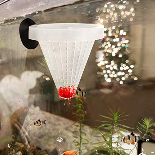 Senzeal 6PCS Aquarium Live Red Worm Cone Feeder Plastic Frozen Brine Shrimp Fish Food Feeding Cup for Fish Tank with Suckers