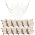 12 Pcs Natural Fish Net Decorations, 80 x 40 Inch Ocean Themed Fishing Net Natural Cotton Decorative Wall Hanging Fishing Nets for Sea Party, Beach Party, Hawaiian, Nautical, Picture (Beige) - size: 12 Pcs