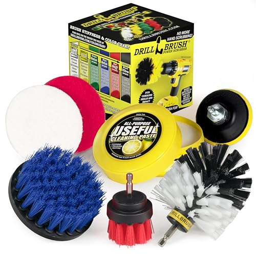 Nylon Drill Brush Attachments for Cleaning Car Accessories, Carpet, Truck Interior, Fabric, Wheel, Rim, Glass, Bath, Tub, Shower, Tile, Grout, Boat Hull, Seats - Drill Brush for Car Detailing Supplies - color: White, Blue, Red