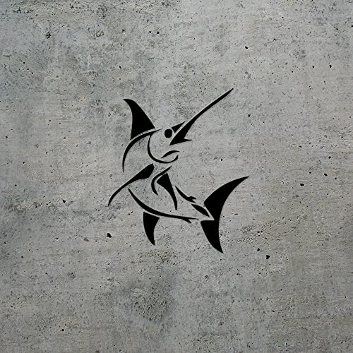 Decal Stickers of Stylized Marlin Fish (Black) (Set of 2) Premium Waterproof Vinyl Decal Stickers for Laptop Smartphone Car Dirt Bike Wall Room Mason Jar Bathtub Door - BICVER1512502BLW19Y24 - color: Black, size: 4.8'' x 5.6''