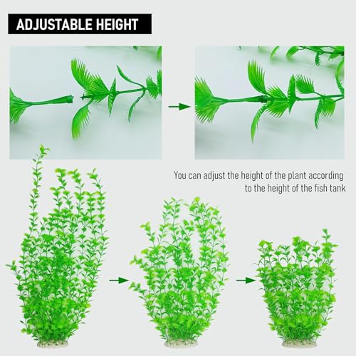 Artificial Aquarium Plants 23.6-26in, Extra Tall Fish Tank Plants for Large Tanks, Plastic Fish Tank Plant 2 Pack, Fake Aquarium Plant, Tall Decorations for Freshwater Aquariums(Green) - color: Green(style E)