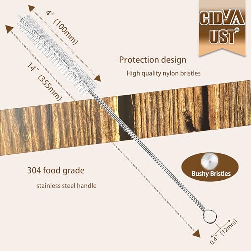 14-inch Straw Cleaner Brush Extra Long，Straw Brush Extra Long with 304 Stainless Steel and Nylon Bristles Straw Brush for Baby Bottles, Glass/Silicone Straws or Hummingbird Feeders.