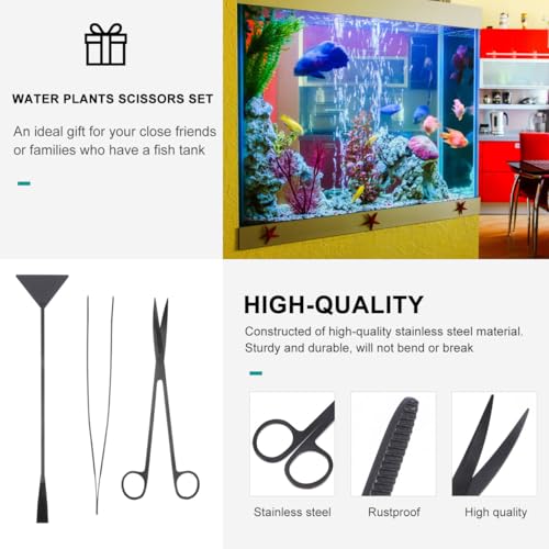 Happyyami 3pcs Set Fish Tank Cleaning Tool Aquarium Tools Kits Aquatic Plants Aquascaping Tools Aquarium Spatula Tool Water Plants Kit Water Plants Kit
