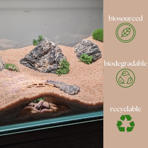 Aquarium & Terrarium Natural Viewing Cave | Fish & Reptiles | Gecko, Corydora, Pleco, Kuhli Loach Hide (Sand - Grid Entrance Design - for Shrimp, Isopods) - color: Sand - Grid Entrance Design - for Shrimp, Isopods
