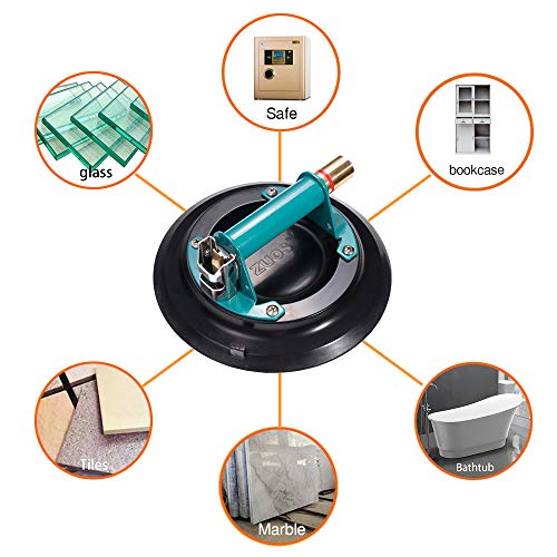 10" Glass suction cup for Granite & Glass Lifting, Vacuum Suction Cup with Metal Handle and Brass Pump,760lbs Load Capacity (10" -Mental) - size: 10" Vacuum Suction Cup