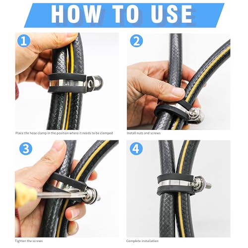 12PCS 1-1/2" Cable Clamps, Updated Riveted Reinforce | Riveted Reinforce, Rubber Cushioned Insulated, Loop Pipe Clamps, Automotive, Marine & Plumbing - size: cable clamp-1-1/2"(38mm) 12pcs