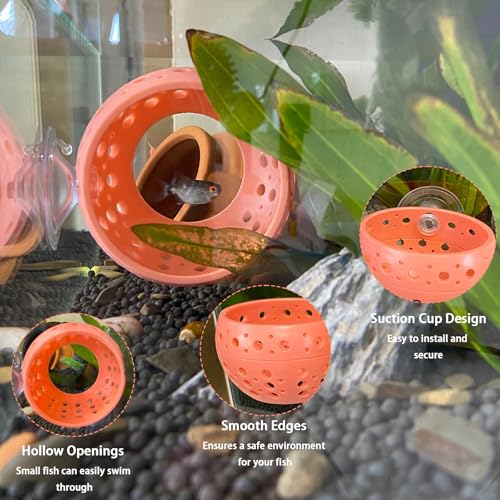 Betta Fish Tunnel with Suction Cup - Aquarium Fish Hideout Shrimp Cave Guppy Fish Tunnel Tank Accessories Aquarium Decor for Small Fish Shrimp (Pink) - color: Pink