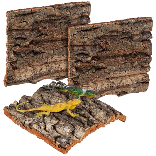 SHINEOFI 4Pcs Cork Bark Reptile Terrarium Background Aquarium Decor for Gecko Lizard Frog Bearded Dragon Tank Natural Tree .90X5.90X0.78In
