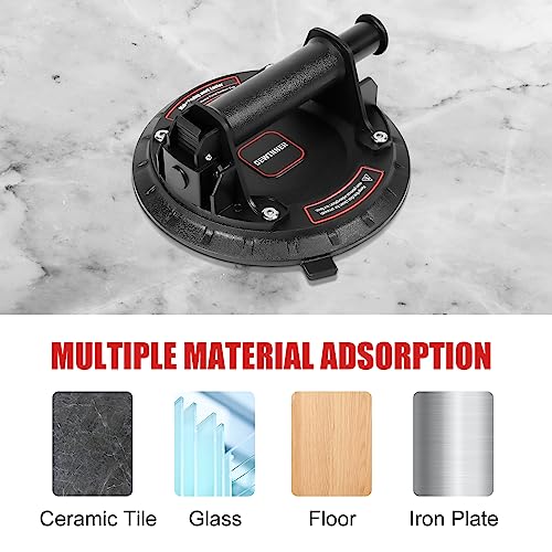 DEWINNER 8" Glass Suction Cups - Heavy-Duty Vacuum Glass Lifter for Tiles and Granite - 660lbs Load Capacity - 2 Pack Industrial Suction Cup with Carry Case - color: Black2