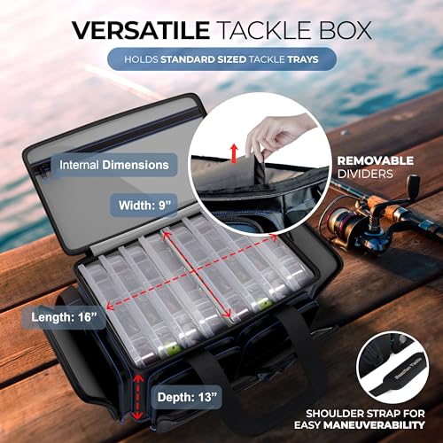 Reaction Tackle Fishing Tackle Bag – Salt Water Resistant Fishing Bag, 1000D PVC Waterproof Material, Tackle Box Organizer with Dividers for 3600 or 3700 Trays - color: C: Large Bag (without trays)