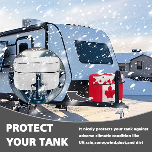 Canadian Maple Leaves Camper Dual 20lb RV Propane Tank Cover Travel Trailer Propane Tank Cover Waterproof Heavy Duty Propane Gas Cylinder Covers - color: Canadian Maple Leaves, size: S(20LB)