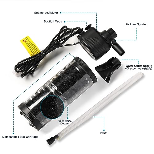 SainSmart XpertMatic 15W Aquarium Filter 2 Stages 238 GPH (900L/h) for Up to 70 Gallon Fish Tank, Submersible Internal Tank Filter and Water Pump, Power Filter for Fish Tank, Aquarium, Pond - size: 15W(238GPH) for Up to 70 Gallon