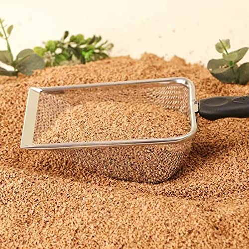 Reptiles Stainless Steel Sand Scoops Metal Shovel Sifter Fine Mesh Terrarium Substrates Waste Extractor Corner Litter Screening Sifting Trowel for Snake