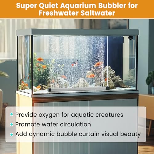 hygger Aquarium Bubble Strip, Nano Air Bubble Curtain Wall Aquarium Air Stone Kit, Quiet High Dissolved Oxygen Diffuser Fish Tank Bubbler Decorations for Freshwater Saltwater (13.8 Inch) - size: 13.8 Inch