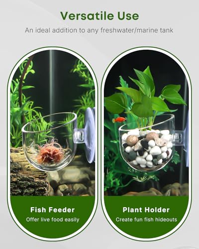 Pawfly Aquarium Plant Holder with Suction Cup, Clear Plastic Fish Tank Planting Holder, Fish Tank Plant Pot for Aquascape Decoration, Aquarium Planter Cup, 4 Pcs. - size: 4 Pack