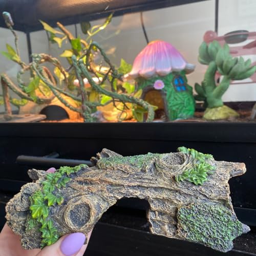 YZHZOM Resin Aquarium Wood Small Reptile Hide Aquarium cave Betta Log Aquarium Ornament pleco cave Snake Hideout (Tree bark)