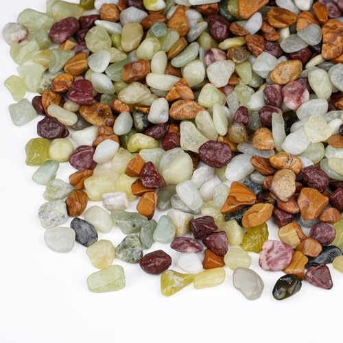 Pulovin 5 lbs Pebbles for Indoor Plants, Succulent Rocks, 3/8" Polished Pebbles for Bamboo, Vase, Terrarium, Natural Decorative Small River Rocks for Crafts, Cactus, Outdoor Garden Landscaping - color: Colorful