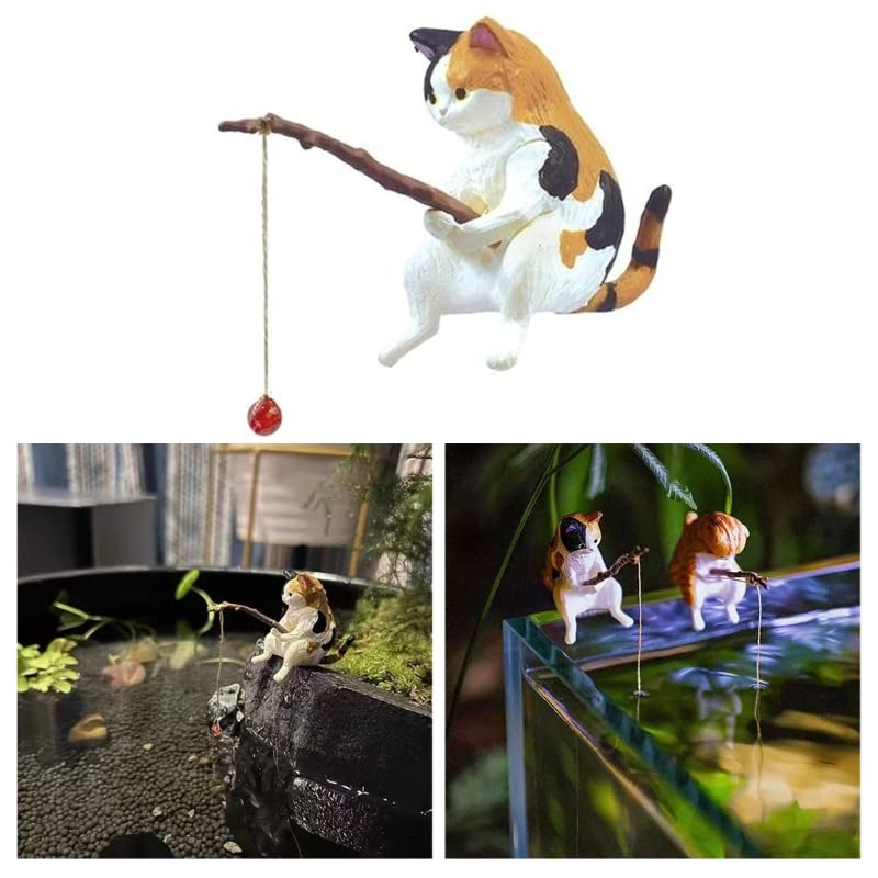 Miniature Fishing Aquarium Decor, Small Animal Figurine Set, Statue, Fish Tank Decoration for Freshwater Saltwater Tanks - color: 5 Piece Set