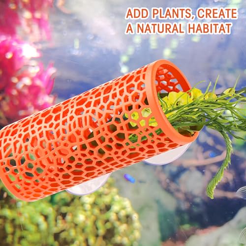 Abizoo Betta Tunnel Aquarium Cave Orange Hollow Coral Design, Betta Fish Toys Aquarium Ornament for Small Fish Shrimp Habitat Smooth Hammock Hideout Halloween Tank Decoration - color: Orange