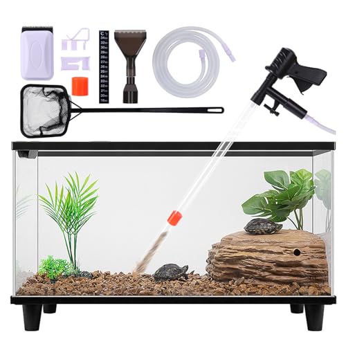 Fish Tank Cleaner Kit, Gravel Vacuum for Aquarium, Fish Tank Aquarium Vacuum Gravel Cleaner, Aquarium Siphon with Magnetic Fish Tank Glass Cleaner, Aquarium Cleaning Tools Water Changer