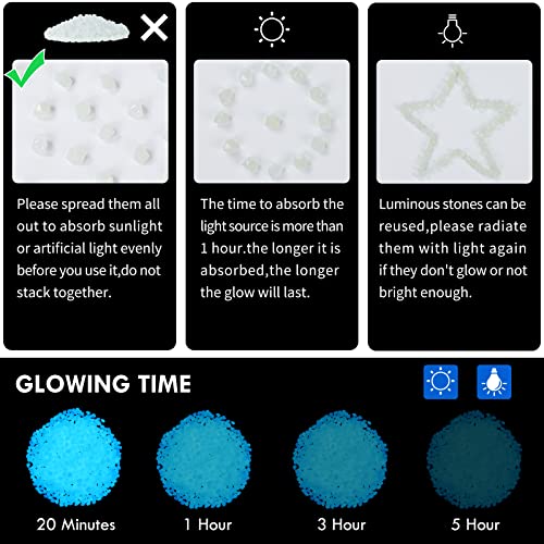 300pc Glow in The Dark Pebbles Luminous Stones Glow in The Dark Rocks Outdoor Decorations Stones for Walkway Pathway Backyard (White) - size: 300, style: White