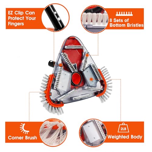 TidyMister Pool Vacuum Head with Side Brush,Universal Steering Handle & Universal Rotatable Hose Adapter,Swimming Weighted Pool Brush Vac (Safe for Vinyl Liner Pool) for Inground & Above Ground Pools