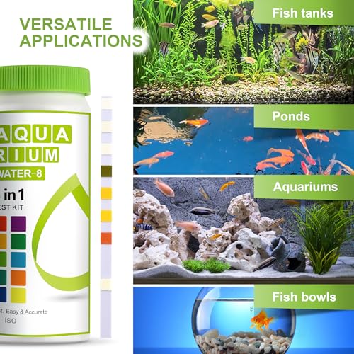 AAwipes 8-in-1 Aquarium Test Kit for Fish Tanks - Quick & Accurate Water Testing Strips for Aquariums & Ponds. Tests pH, Ammonia, Alkalinity, Hardness, Chlorine, etc. (K02-50) - color: 50 Strips