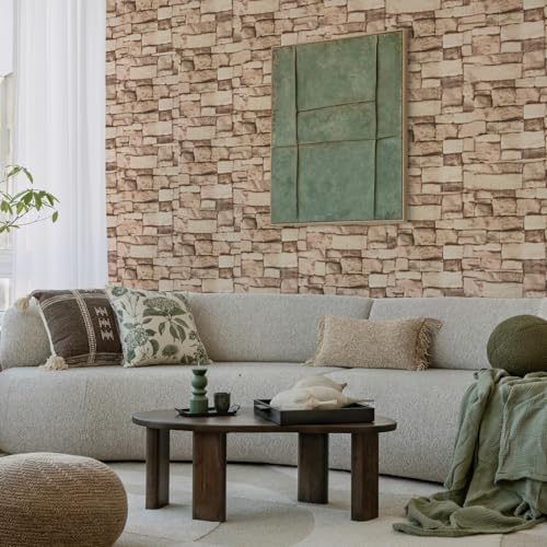 10 Pack 3D Wall Panels Peel and Stick, Waterproof Foam Stone 3D Wallpaper, Self Adhesive Foam Wallpaper for Bedroom Bathroom Kitchen (13.7 * 15.1in) - color: Rock Brick, size: 10 Pack