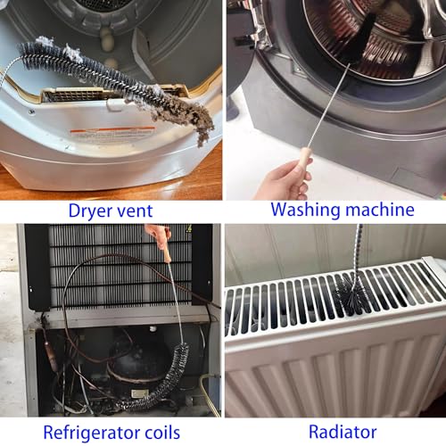 6 Pcs WH01X35719 Lint Filter replacement with Dryer Vent Brush, for GE Profile Washer Dryer Combo, GE Washer Dryer Foam Filter, Washable and Reusable, for Models: PFQ97HSPVDS