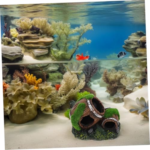Toddmomy Fish Tank Landscape Decor Realistic Resin Barrel Aquarium Supplies Fish Decor Hideout Cave Ornament