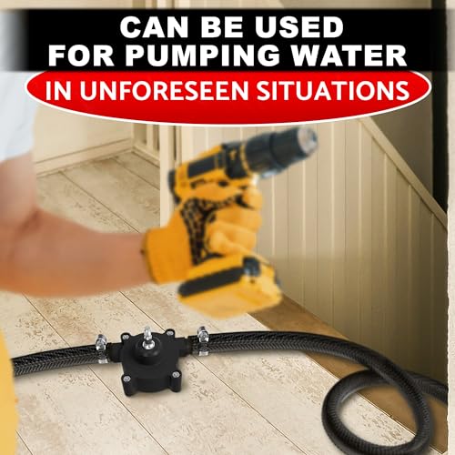 Portable Electric Drill Pump For Water - Self Priming Liquid Transfer Drill Powered Water Pump for Pool Cover Draining, Rain Barrels and Garden Watering | Easy Hose Clamp Setup. Great for Warm Season