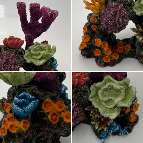 S-Lifeeling Charming Resin Coral Reef Ornament - Realistic Aquarium Decor Gift for Fish & Shrimp Hideaway, Suitable for Freshwater & Saltwater Tanks (6.1 x 4.1 x 6.1 inches) - color: Type a