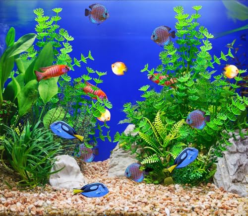 2 Pack Aquarium Decor Plastic Plants Extra Large Artificial Fish Tank Plants Tall Fish Tank Decorations- Green 12" Tall - color: Green