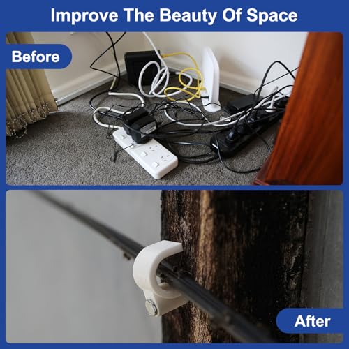 HARFINGTON 50pcs Cable Clips with Nail 20mm Circular Single Hook Half Clamp J-Hook with Nail Cord Clips for Wires on Wall for Ethernet Tacks Coax Pex Tubing Pipe Support, White - color: White, size: 20mm