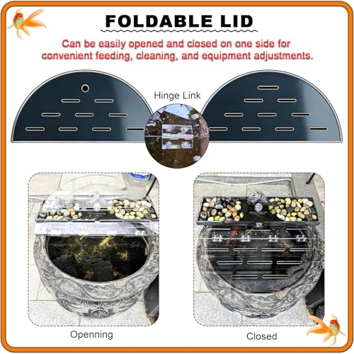 Round Acrylic Plate Fish Tank Cover, Clear Acrylic 12/14/16/20/24/28/30/39 Inch Aquarium Anti Jump Lid, with Pre-Cut Holes & Hinge(21.7"/55cm) - size: 21.7"/55cm