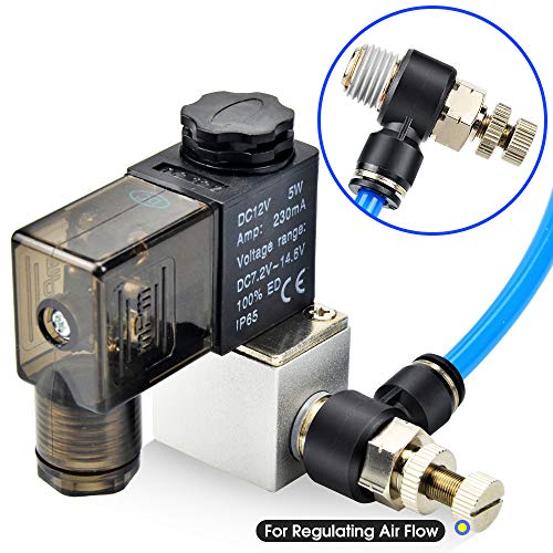 TAILONZ PNEUMATIC 3 Pack SL-1/4-N3 Push to Connect Air Line Fitting Air Flow Control Valve 1/4 Inch od 3/8 Inch Npt Elbow 90 Degree Air Speed Control Valve Fitting - size: 1/4"OD3/8"NPT