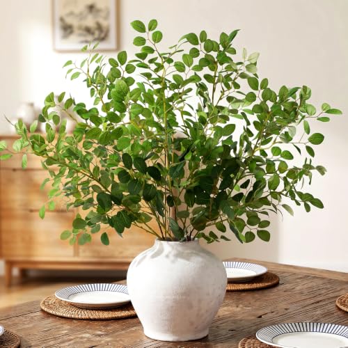 5Pcs Artificial Eucalyptus Stems Eucalyptus Leaves 27.5"（Green） | Greenery Stems Fake Leaves Fake Plants Artificial Plants Indoor Silk Greenery Applicable to Indoor Home Decor Farmhouse Decor - color: Green-yjl5