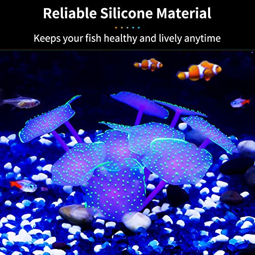 Uniclife Silicone Coral Plant Decorations Glowing Artificial Ornament for Fish Tank Aquarium, Green, Ball Shape - color: Green