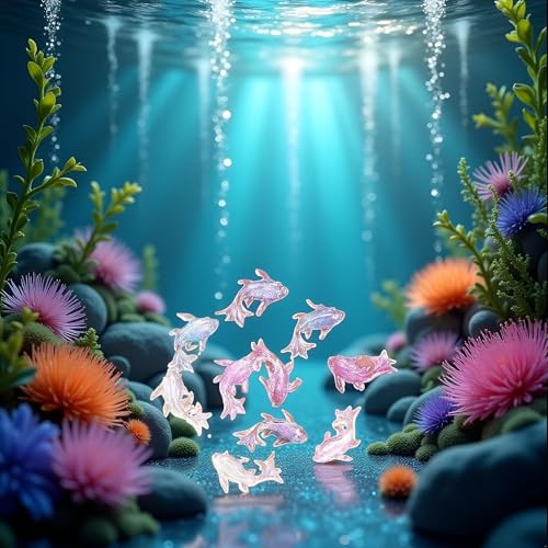 100 Pcs Cute Mini Shiny Resin Goldfish Figurines - Fairytale & Outdoor Statues Mix Colors