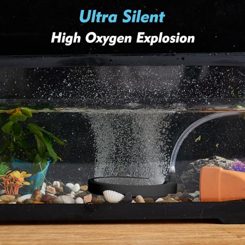 2 Inch Nano Air Stone with Case - Silent High Oxygen Bubbler for Aquariums, Fish Tanks & Hydroponic Systems, Black Small Bubble Diffuser Accessories (No Air Pump and Air Tube)