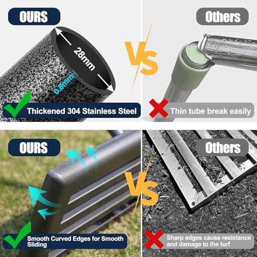 Lawn Leveling Rake 30"x10" for Lawn Care - 72" Extendable Stainless Steel Handle with Ergonomic Grip | Professional Grass Leveling Tool for Golf Courses, Soccer Fields, Backyard Turf Maintenance