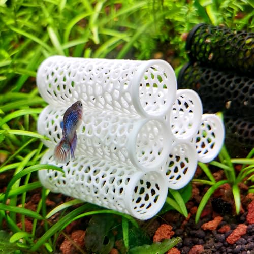 Fish Tank Decor Shrimp Tank Accessories Aquarium Cave Shrimp Hideout Reptile Hideout Habitat Cave for Fish and Shrimp to Swim (White) - color: White