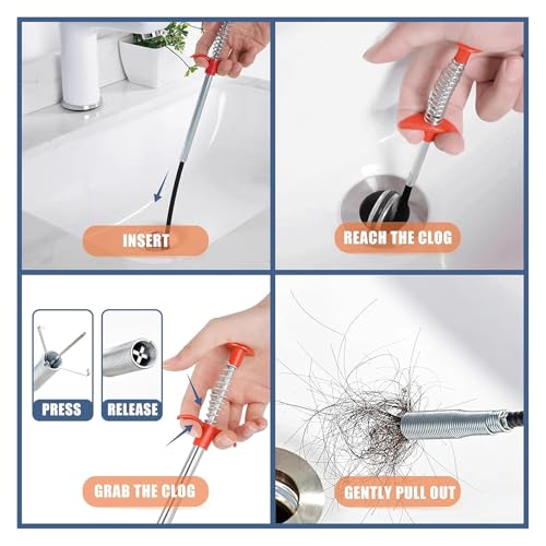 Flexible Grabber Claw Tool 118", Extra Long Grabber Reacher Tool, Drain Snake Hair Drain Clog Remover with 4-Claw Pickup Tool for Sink, Shower, Bathtub, Toilet and Pipe Cleaning - style: 118 IN