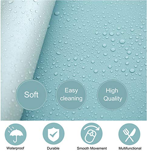 SUJAYU Dual Sided PU Leather Desk Pad, Mouse Pad, Office Desk Mat, Non-Slip Laptop Desk Pad, Waterproof Desk Writing Pad for Office and Home (31.5" x 15.7", Light Blue+Sliver) - color: Light Blue+sliver, size: 15.7" x 31.5"