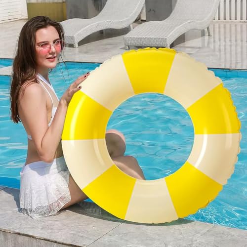 2 PCS Inflatable Pool Floats for Swimming Pool Party Lake Beach Adults - Floaties Pool Tubes Swim Rings Tubes Floaties for Beach Pool Party Decorations - color: Yellow, size: 29"