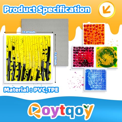 Liquid Sensory Floor Tiles for Kids Ages 3+ – 11.8" Step-On Toy Set with Color Flow Effect & Textured Non-Slip Base – for Sensory Play Paths, Calm Zones & Visual Tracking (4-Pack) - style: Textured Tiles (4-Pack)