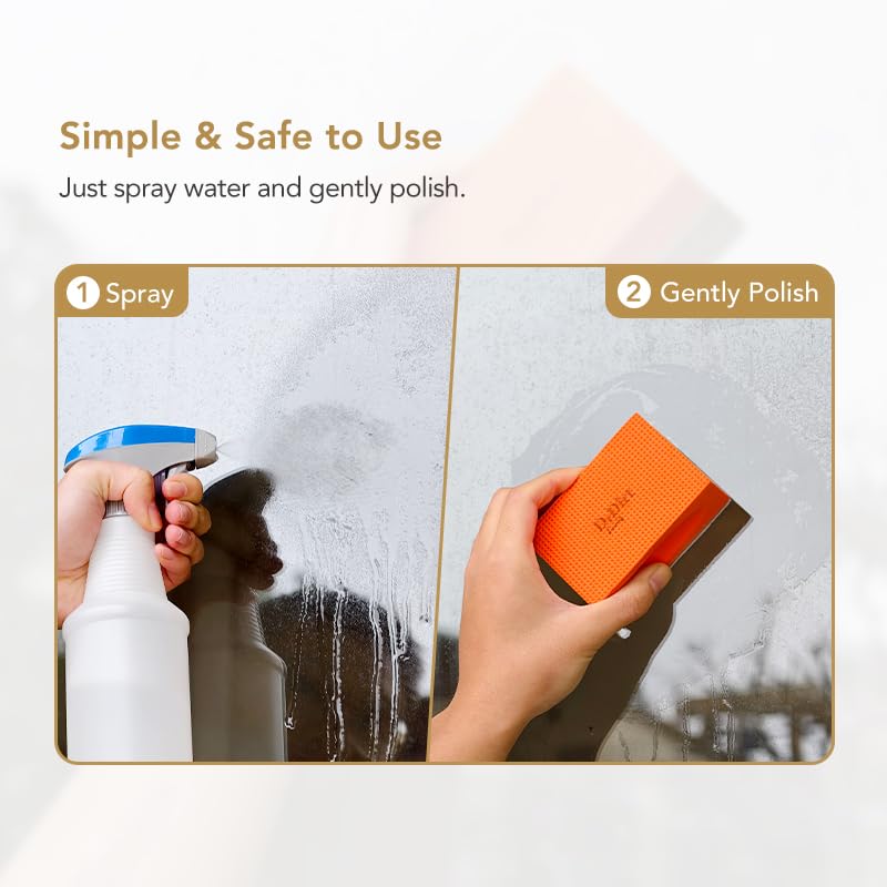 DrDirt Limescale Eraser for Glass, Professional Hard Water Stain Remover Tool for Windows, Shower Screens and Mirrors, Non-Chemical Abrasive Cleaning Block